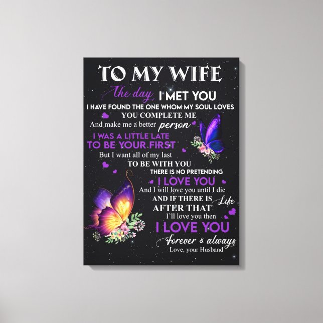 Personalized Letter To My Wife, Wife Birthday Gift Canvas Print (Front)