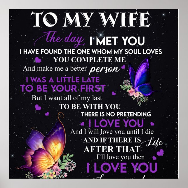 Personalized Letter To My Wife, Wife Birthday Gift Poster (Front)