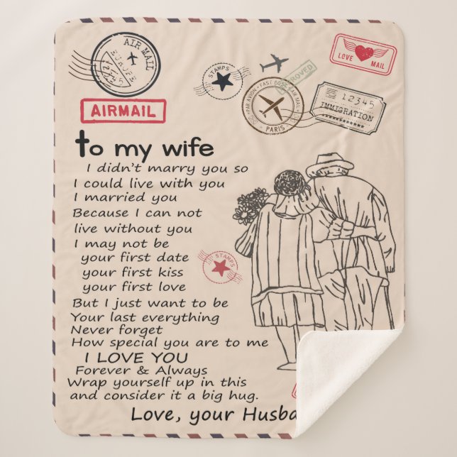 Personalized Letter To My Wife, Wife Birthday Gift Sherpa Blanket (Front)