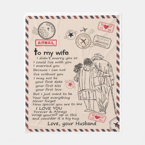 Personalized Letter To My Wife Wife Fleece Blanket