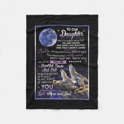 Personalized Letter To Our Daughter Mom And Dad bl Fleece Blanket