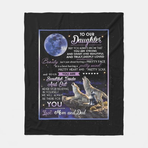 Personalized Letter To Our Daughter Mom And Dad Fleece Blanket