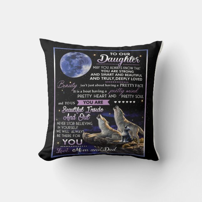 Personalized Letter To Our Daughter Throw Pillow (Front)