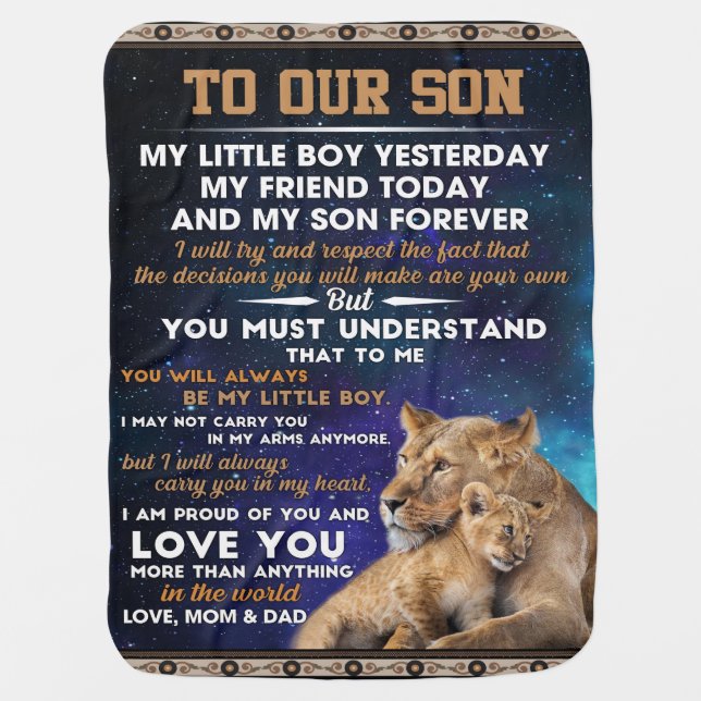 Personalized Letter To Our Son, Son Birthday Gift Baby Blanket (Front)