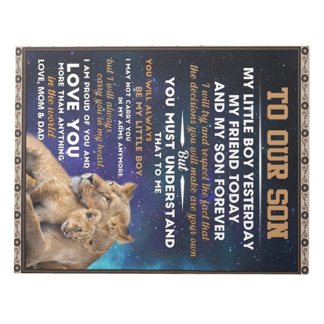 Personalized Letter To Our Son, Son Birthday Gift Notepad (Front)