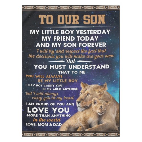 Personalized Letter To Our Son  Son Birthday Gift Tablecloth