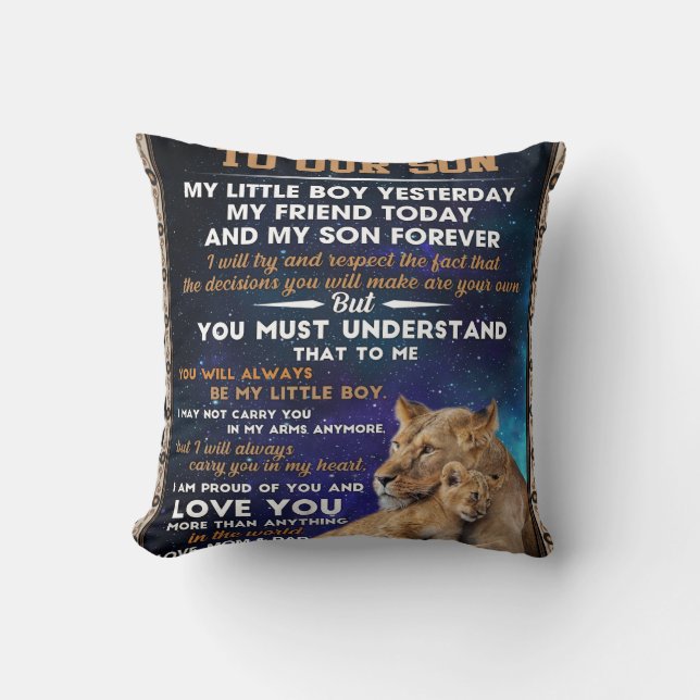 Personalized Letter To Our Son, Son Birthday Gift Throw Pillow (Front)