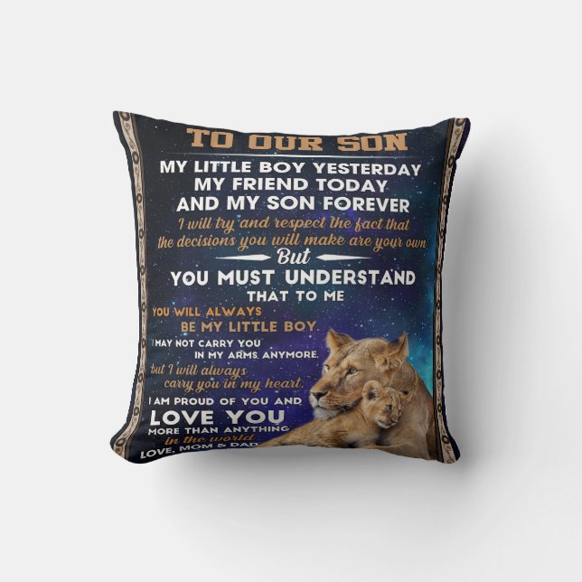 Personalized Letter To Our Son | Son Birthday Gift Throw Pillow (Front)