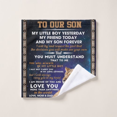 Personalized Letter To Our Son  Son Birthday Gift Wash Cloth