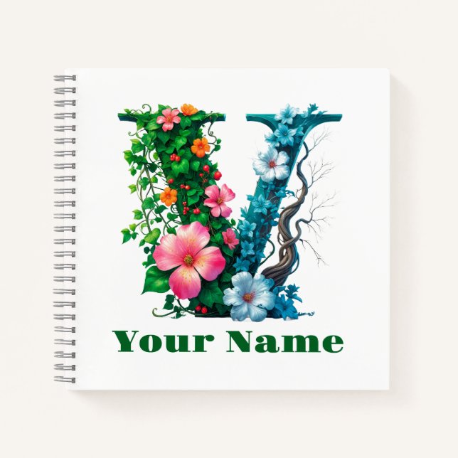 Personalized Letter V Notebook (Front)