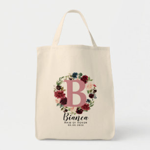 Personalized Letter Winter Bridesmaid  Tote Bag
