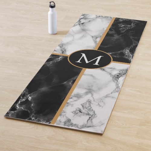 Personalized Letter Yoga Mat with Marble Design