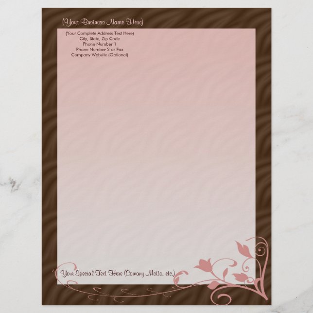 Personalized Letterhead, Feminine Letterhead (Front)
