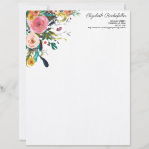 Personalized Letterhead Multi Flower Stationery