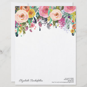 Personalized Letterhead Multi Flower Stationery