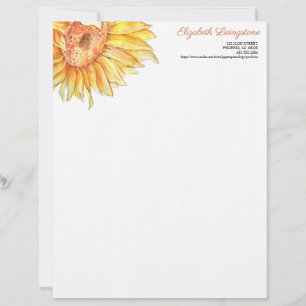 Personalized Letterhead Sunflower Stationery