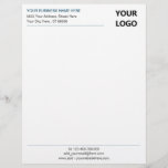 Personalized Letterhead with Your Logo Text Info<br><div class="desc">Custom Colors and Font - Simple Personalized Black White Business Office Letterhead with Your Logo - Add Your Logo - Image / Business Name - Company / Address - Contact Information - Resize and move or remove and add elements / image and text with customization tool. Choose your text /...</div>