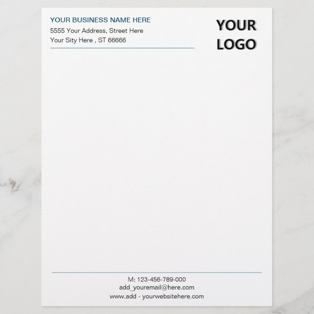 Personalized Letterhead with Your Logo Text Info (Front)