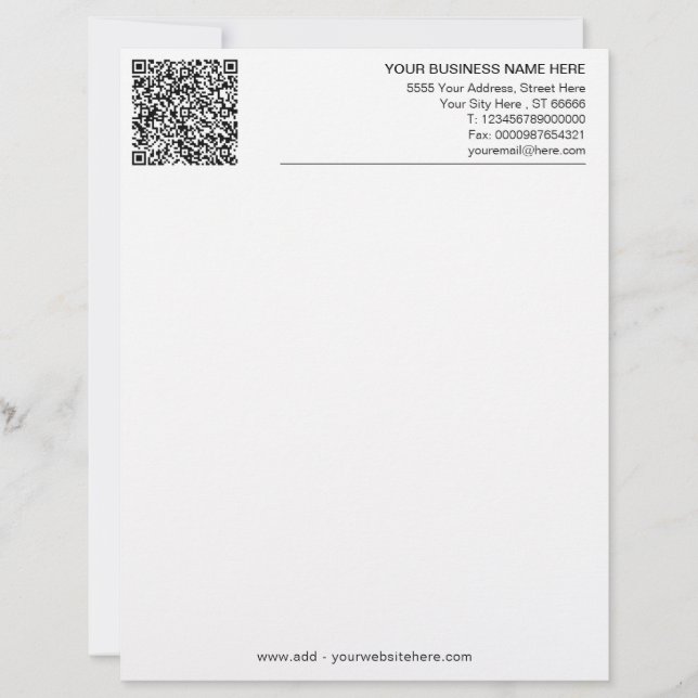 Personalized Letterhead Your Name Info and QR Code (Front)