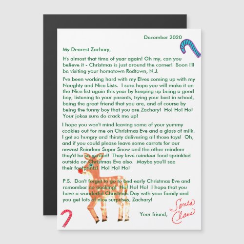 Personalized Letters from Santa Reindeer Magnetic