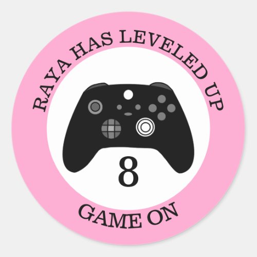 Personalized Level Up Gaming Themed Birthday   Classic Round Sticker