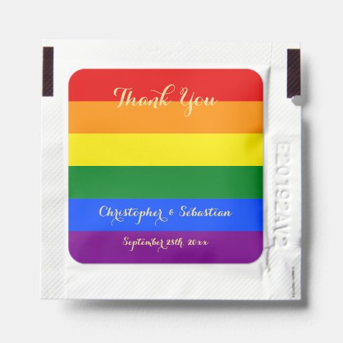 Personalized LGBT Flag Wedding Favor Thank You Hand Sanitizer Packet