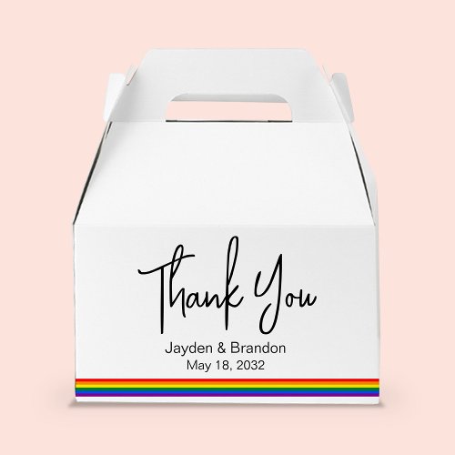 Personalized LGBT Rainbow Wedding Thank You Favor Boxes
