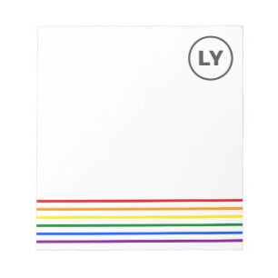 Personalized LGBTQ Initials Pride Rainbow Stripes Notepad