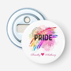 Personalized LGBTQ Pride Rainbow Color Heart Bottle Opener