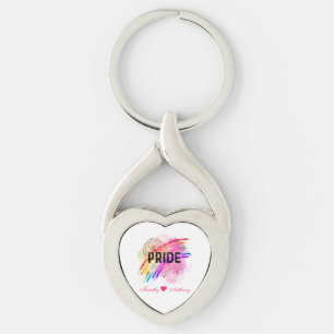 Personalized LGBTQ Pride Rainbow Color Heart Keyc Keychain