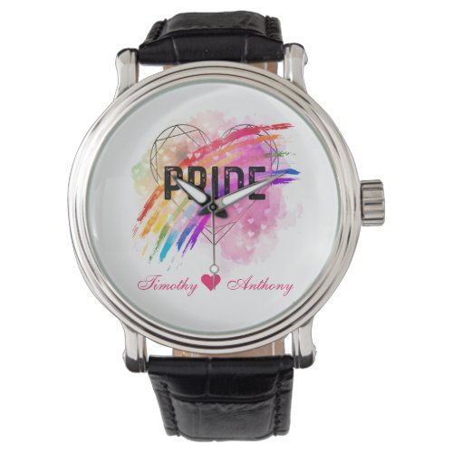 Personalized LGBTQ Pride Rainbow Color Heart Watch