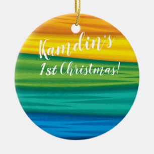 Personalized lgbtq rainbow flag lesbian gay bisexu ceramic ornament