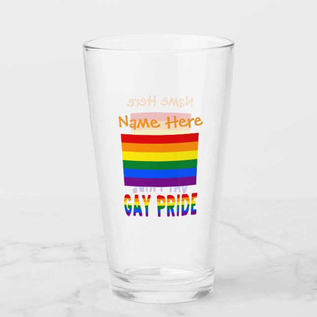 Personalized LGBTQ Rainbow Gay Pride Flag  Glass (Front)