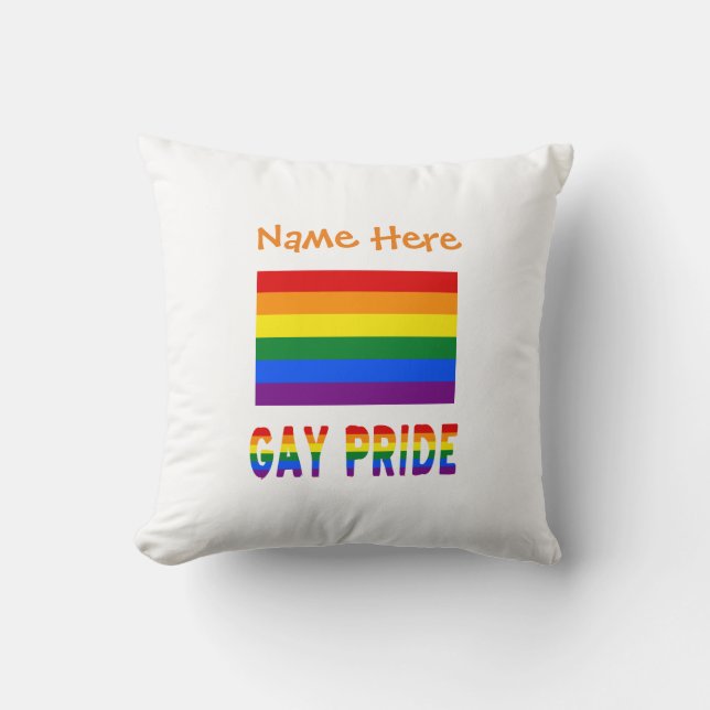 Personalized LGBTQ Rainbow Gay Pride Flag Throw Pillow (Front)
