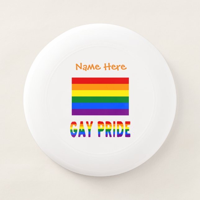 Personalized LGBTQ Rainbow Gay Pride Flag Wham-O Frisbee (Front)
