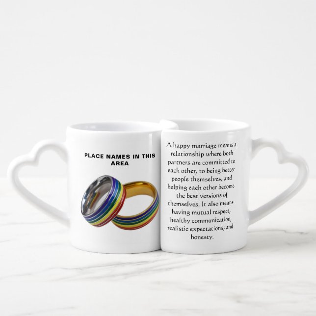 Personalized LGBTQ+ WEDDING/ANNIVERSARY Gift Mugs (Front Nesting)