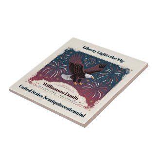 Personalized Liberty Fireworks Eagle Vintage Style Ceramic Tile