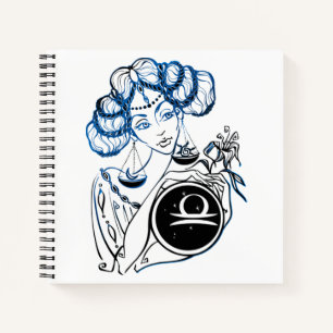 Personalized Libra Art Deco Lady Notebook