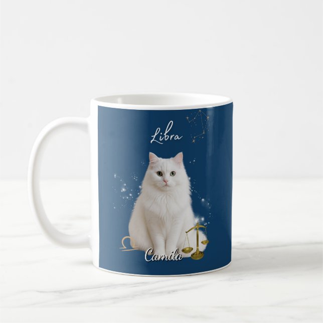 Personalized Libra Cat Mug with Name (Left)