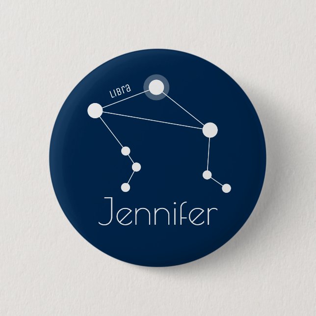 Personalized Libra Zodiac Constellation Button (Front)