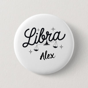 Personalized Libra Zodiac Sign Art Button