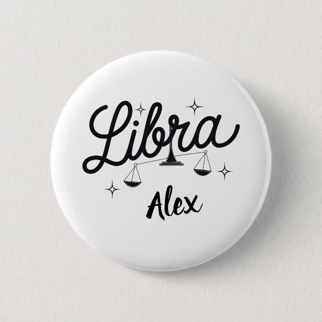 Personalized Libra Zodiac Sign Art  Button (Front)