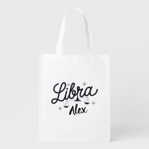 Personalized Libra Zodiac Sign Art Grocery Bag