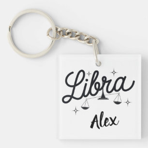 Personalized Libra Zodiac Sign Art  Keychain