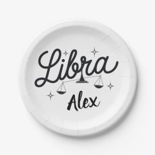 Personalized Libra Zodiac Sign Art Paper Plates
