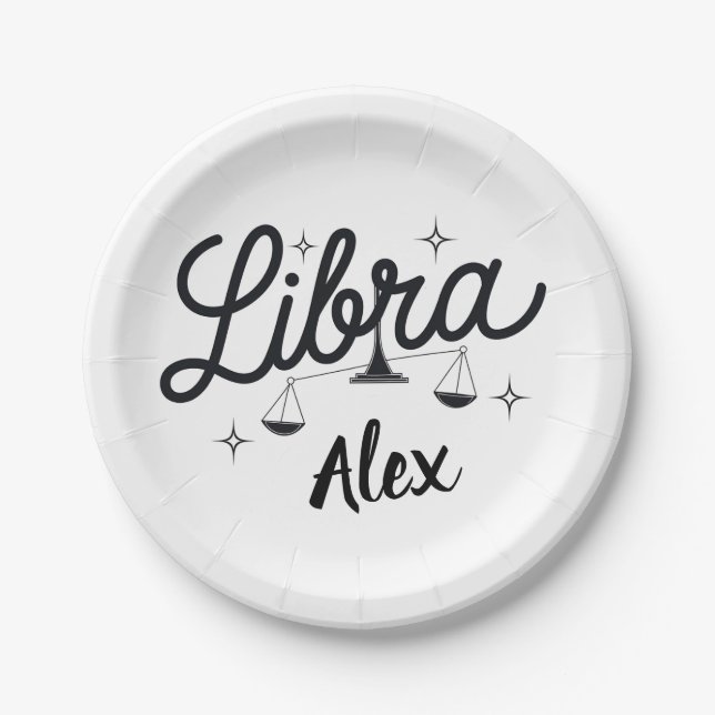 Personalized Libra Zodiac Sign Art  Paper Plates (Front)