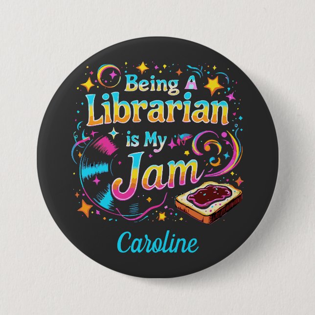 Personalized Librarian Gift Button (Front)