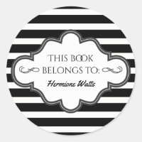 Personalized Library Bookplate Black Stripes