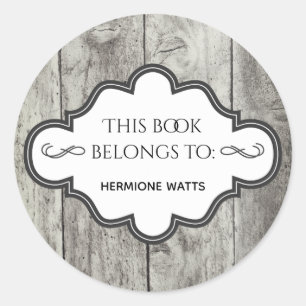 Personalized Library Bookplate Rustic Wood