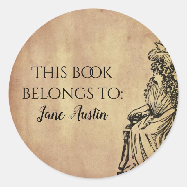 Personalized Library Bookplate Vintage Parchment (Front)